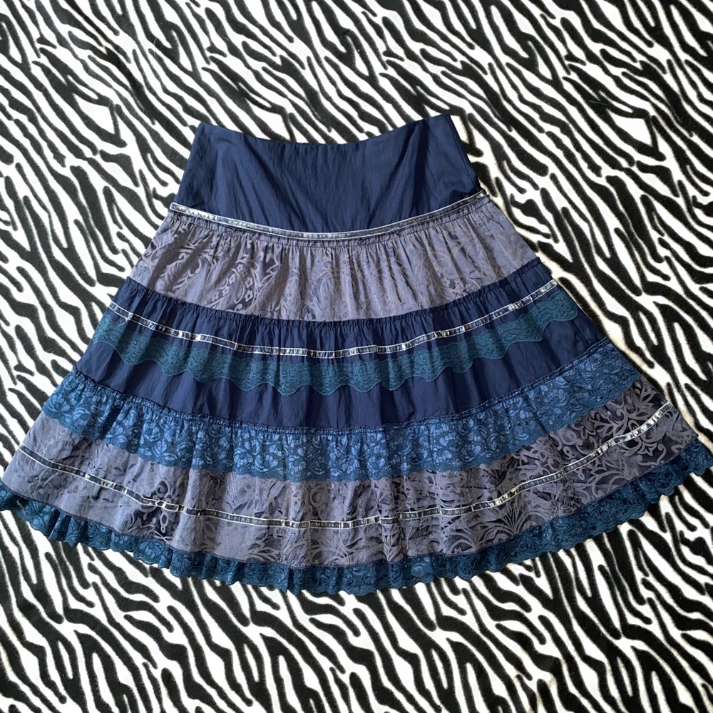 Elegant Blue Tiered Skirt